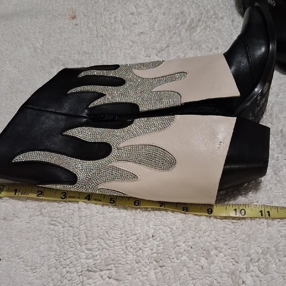 Gianni Bini Black and White Flame Heeled Boots - Picture 9 of 11